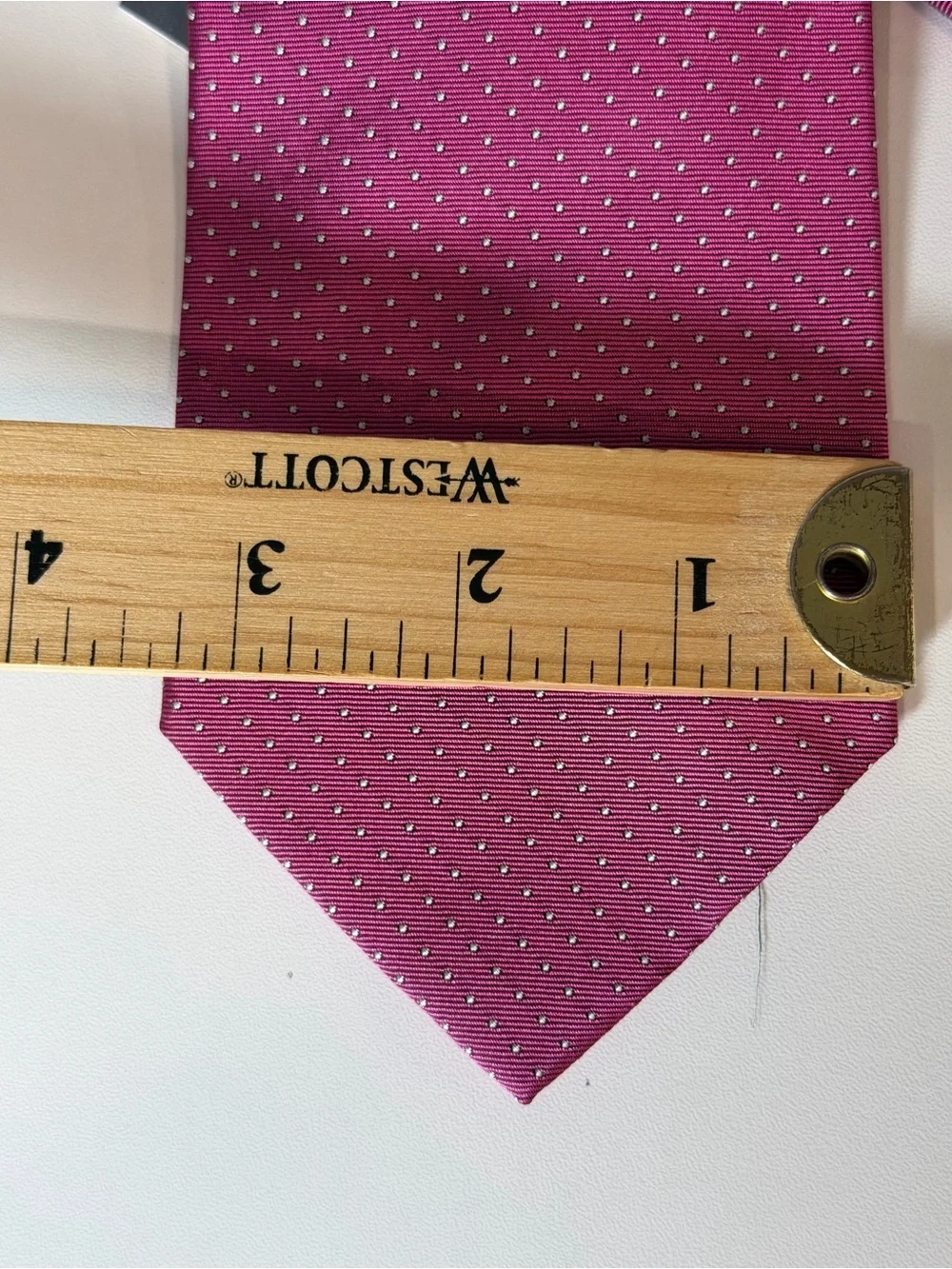 NWT Polo Ralph Lauren Hand Made in Italy Magenta Microdot Silk Tie Lux Designer